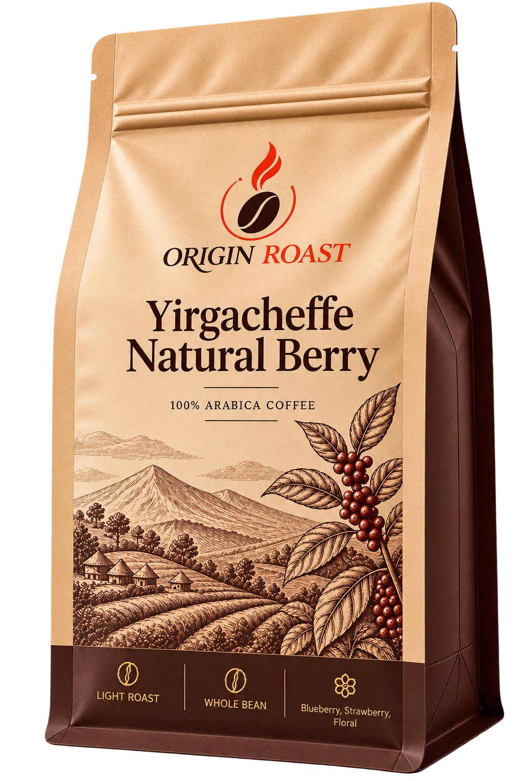 Yirgacheffe natural berry coffee bag