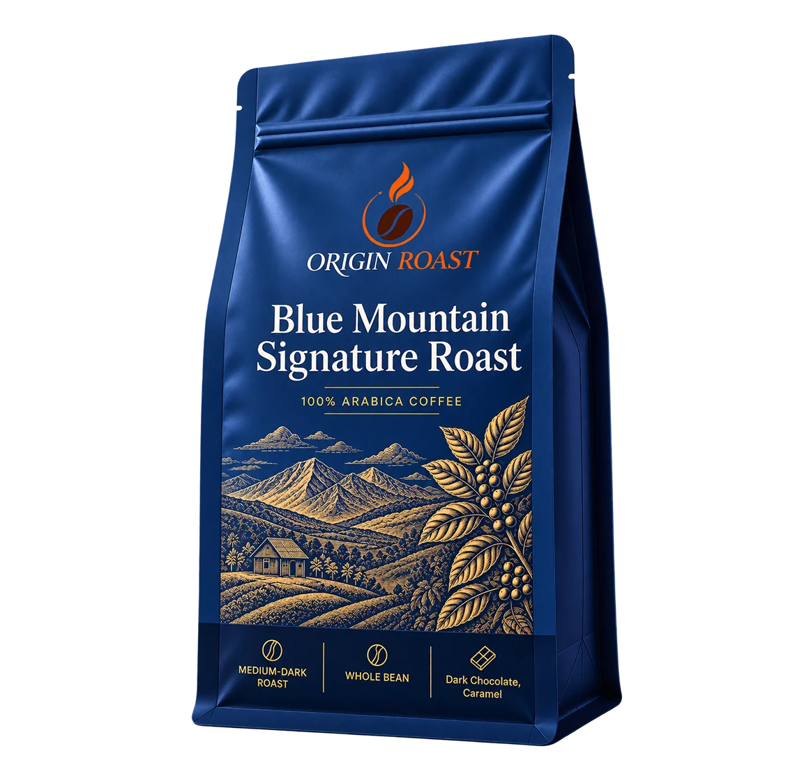 Blue mountain signature roast coffee bag