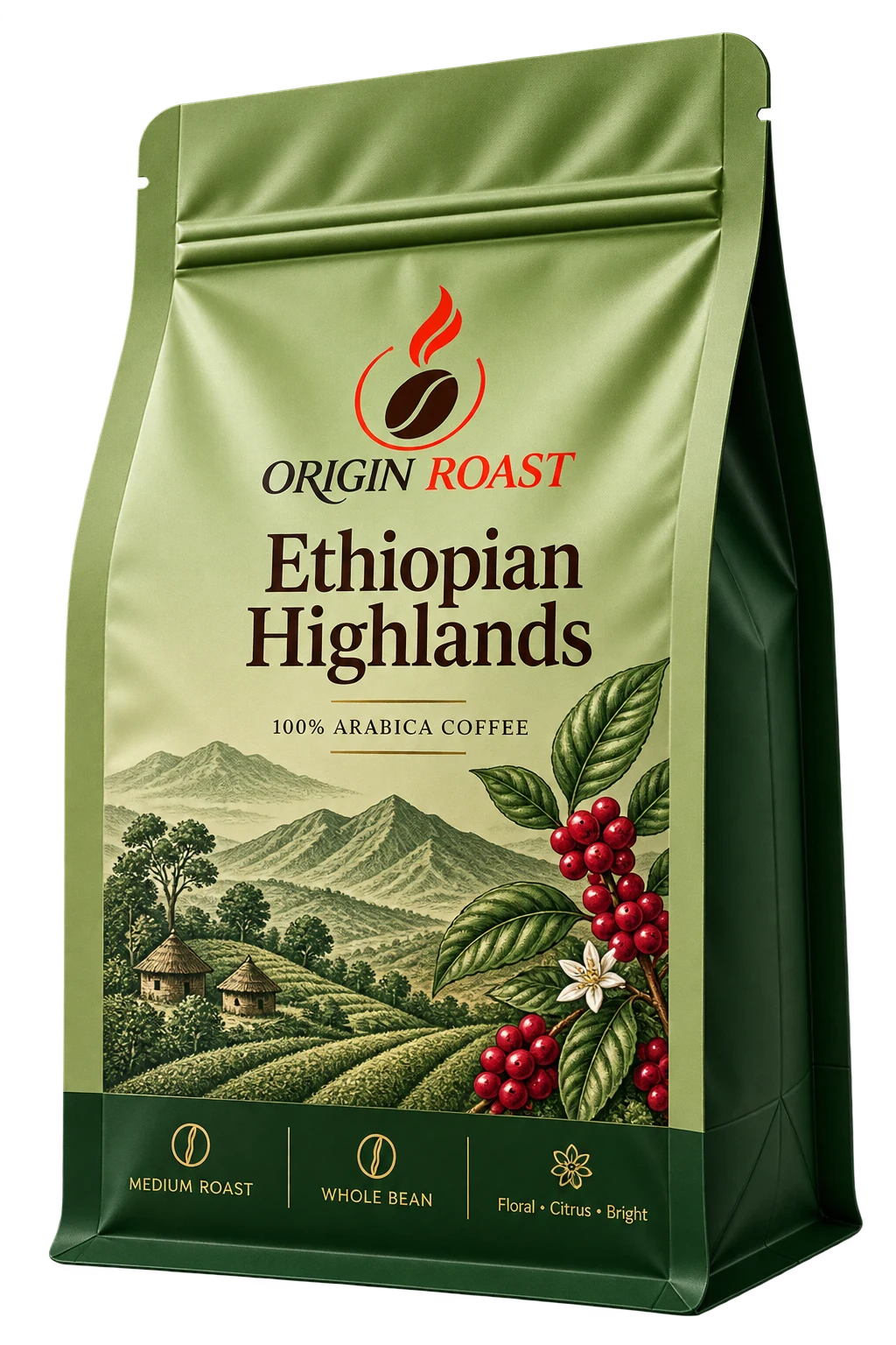 Ethiopian highlands coffee bag